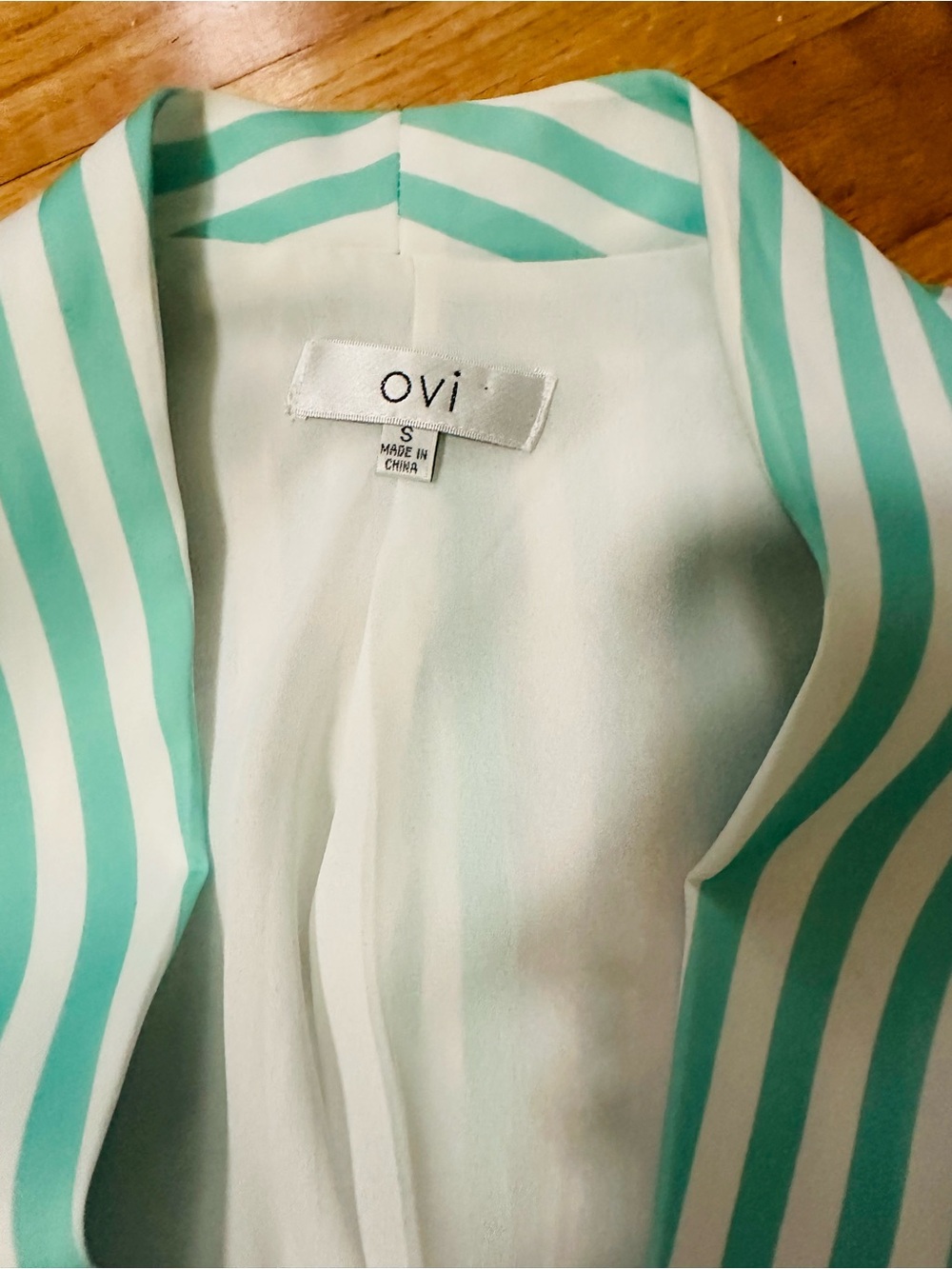 Ovi Mint & White Vertical Stripe Blazer - Picture 2 of 3